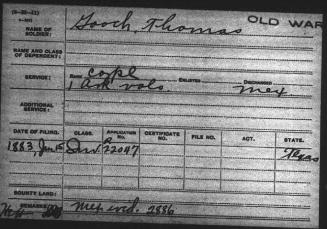 Thomas Gooch pension index card