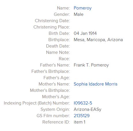 Arizona Births and Christenings, 1909-1917