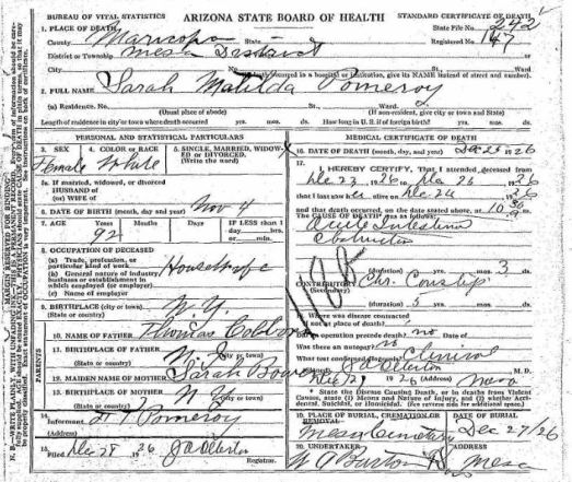 AZ death certificate