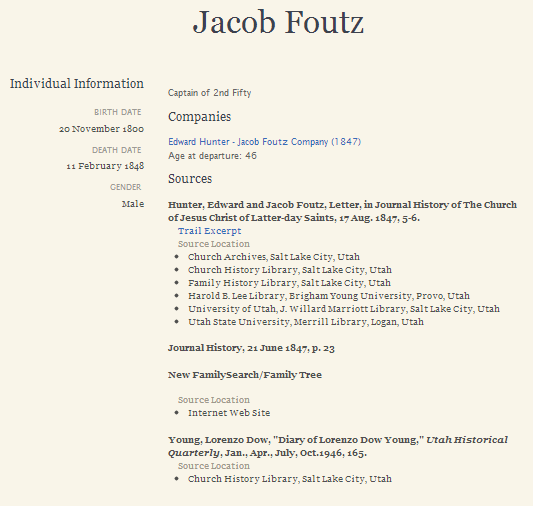 Jacob Foutz entry