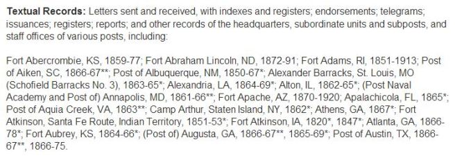 What RG 393 looks like on the NARA website