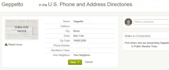 Geppetto in the Phone Directory