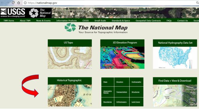 The link for the USGS Historical Topographic Map Collection is on the National Map homepage
